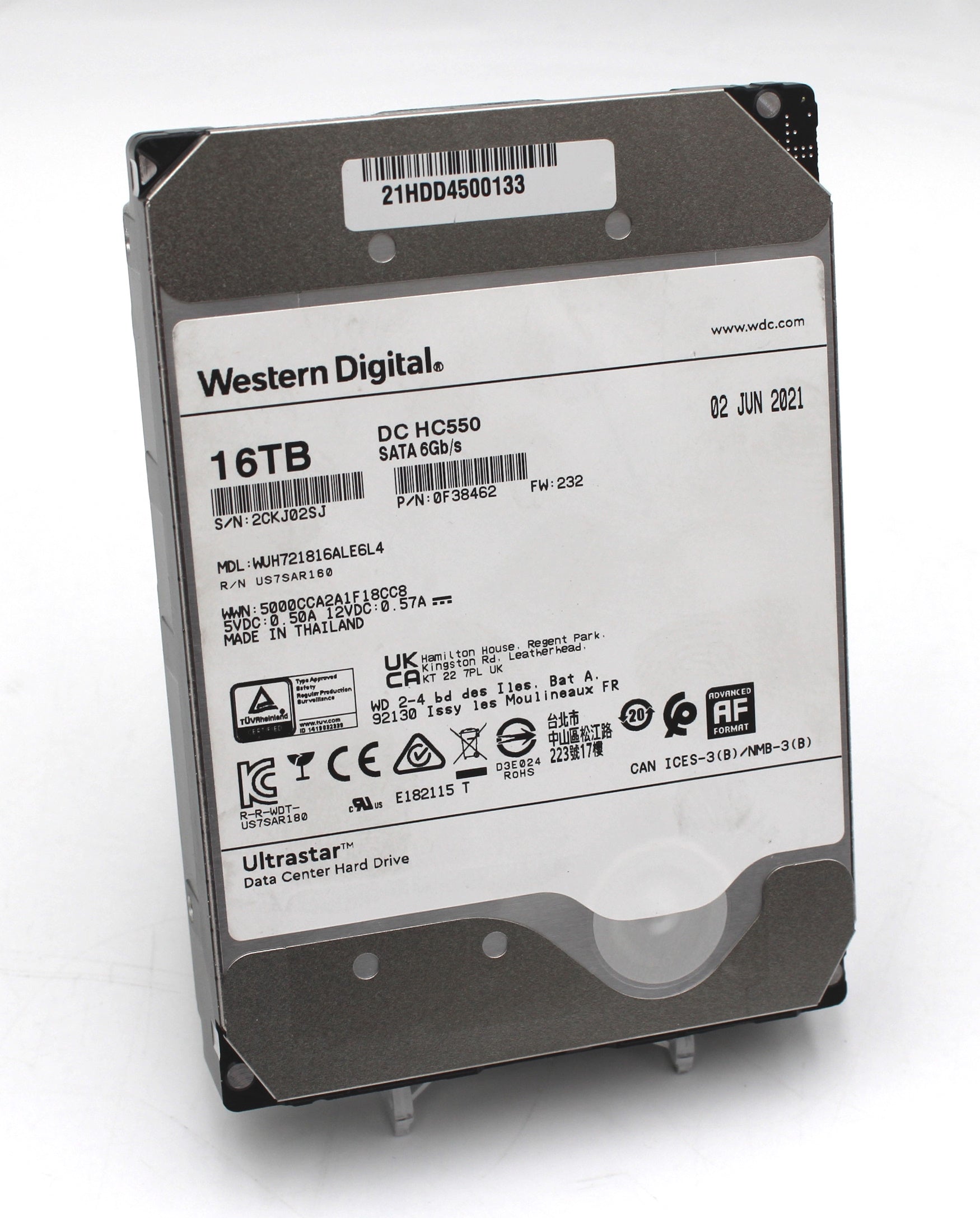 Western Digital Ultrastar DC HC550 16TB SATA 3.5" Hard Drive (WUH721816ALE6L4)