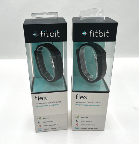Lot of 2 Fitbit Flex FB401BK Wristband Activity Tracker - NEW