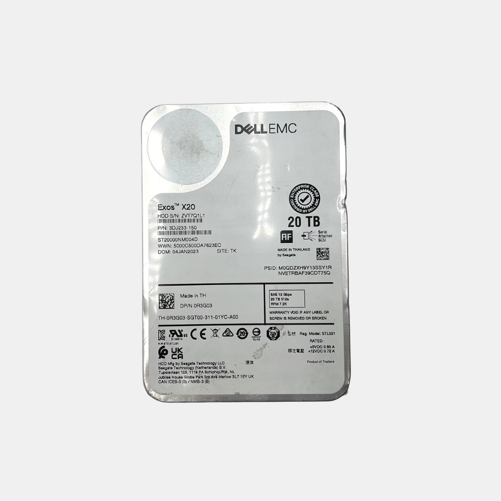 Seagate Exos X20 20TB SAS 3.5" HDD (ST20000NM004D) - Health 90%+