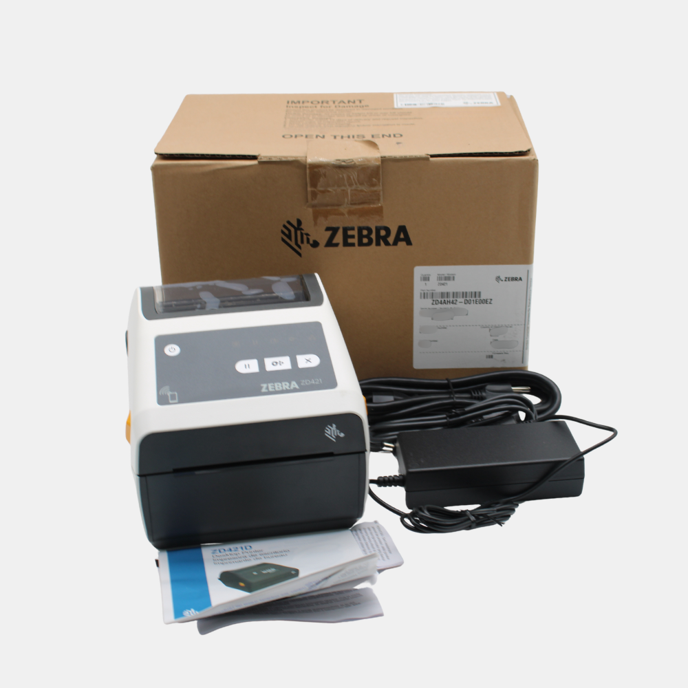Zebra ZD421 ZD4AH42-D01E00EZ Thermal Label Printer w/ Power Supply & Box