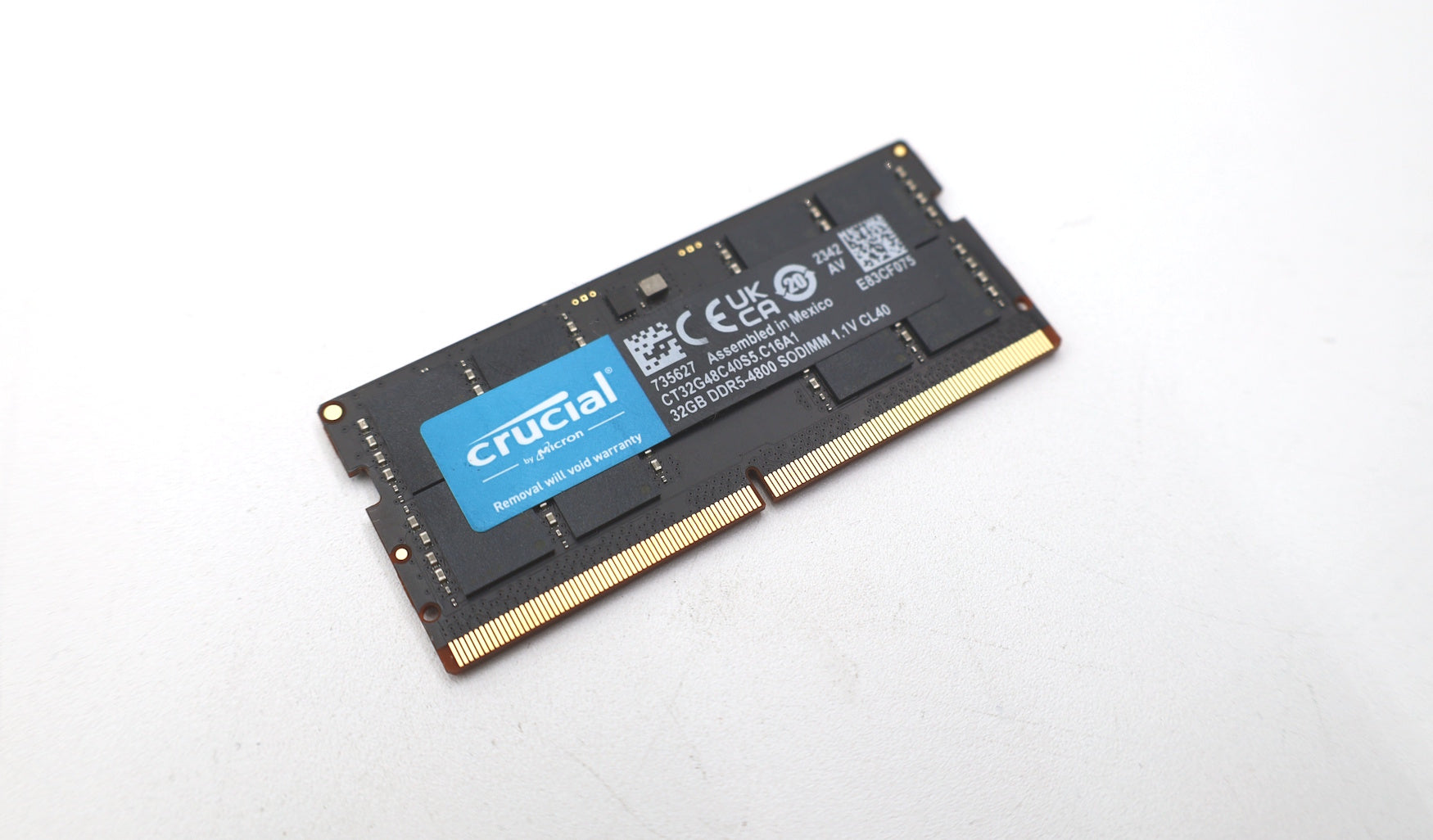 Crucial 32GB (1x32GB) DDR5 PC5-4800B SODIMM RAM Laptop Memory CT32G48C40S5