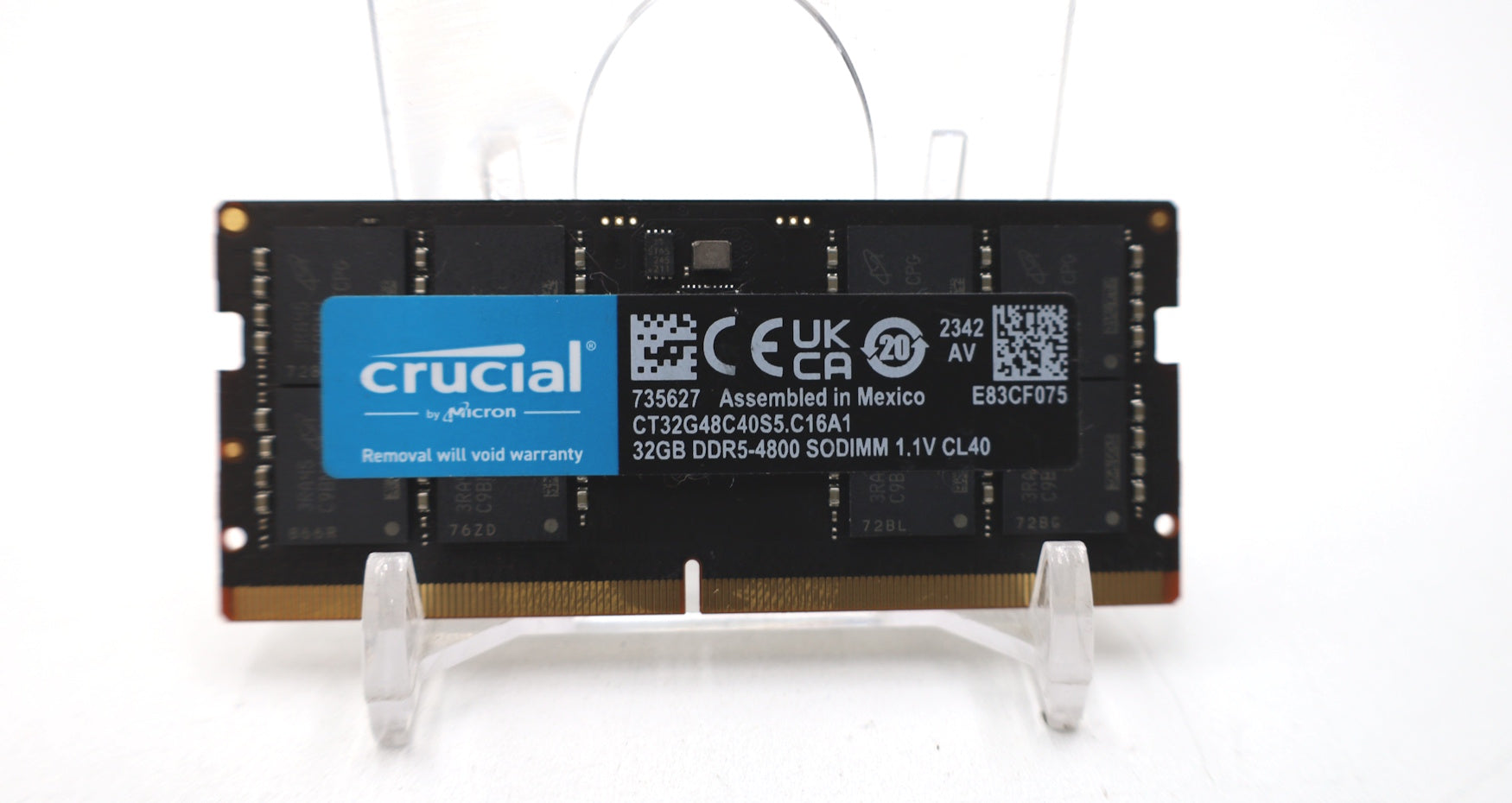 Crucial 32GB (1x32GB) DDR5 PC5-4800B SODIMM RAM Laptop Memory CT32G48C40S5
