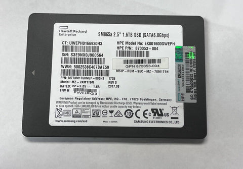 EK001600GWEPH SM865a 2.5" 1.6TB SSD